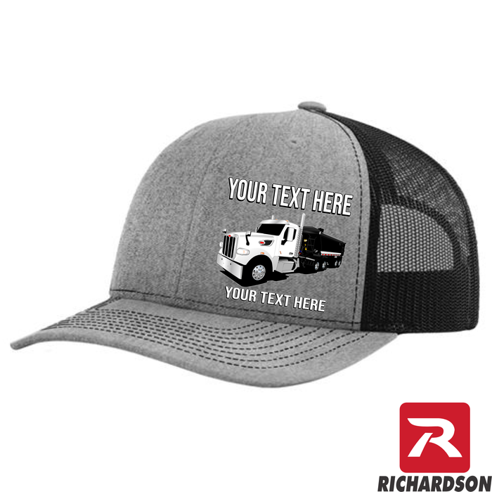 RICHARDSON 112 - Peterbilt 567 Dump Trailer  - Your Text Snapback Hats - Free Shipping