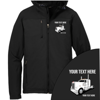 Kenworth Full Truck - Your Text Here - Port Authority Hooded Core Soft Shell Jacket -Free Shipping