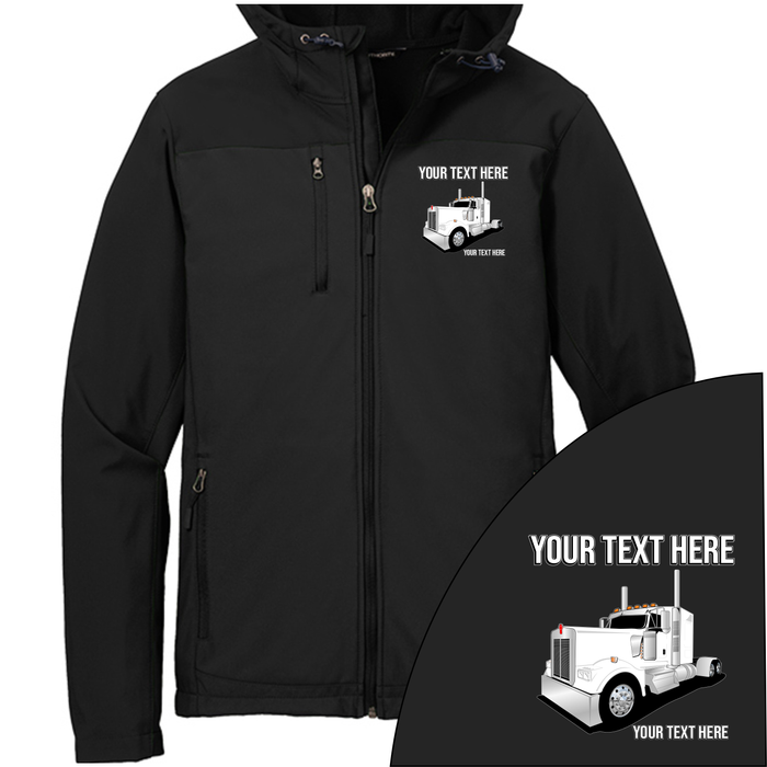 Kenworth Full Truck - Your Text Here - Port Authority Hooded Core Soft Shell Jacket -Free Shipping
