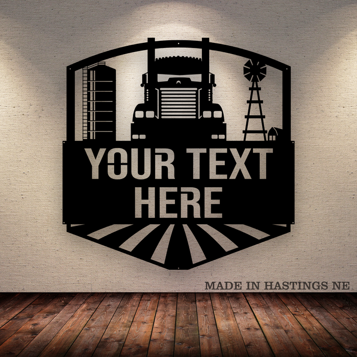 Kenworth Grain Hauler Silo Windmill Metal Monogram Sign - Free Shipping