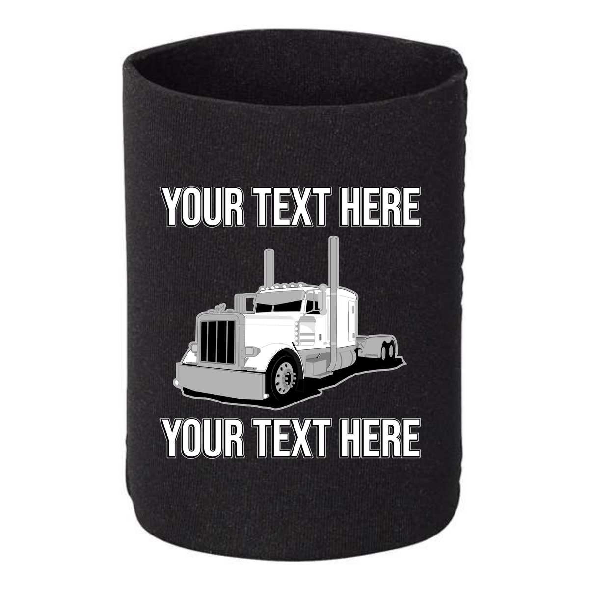 Peterbilt 389 Full Truck - 1 DOZEN Can Cooler Koozies - Your Text Here - Free Shipping