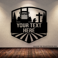 Peterbilt Trucker Kneeling at Cross Metal Monogram Sign - Free Shipping