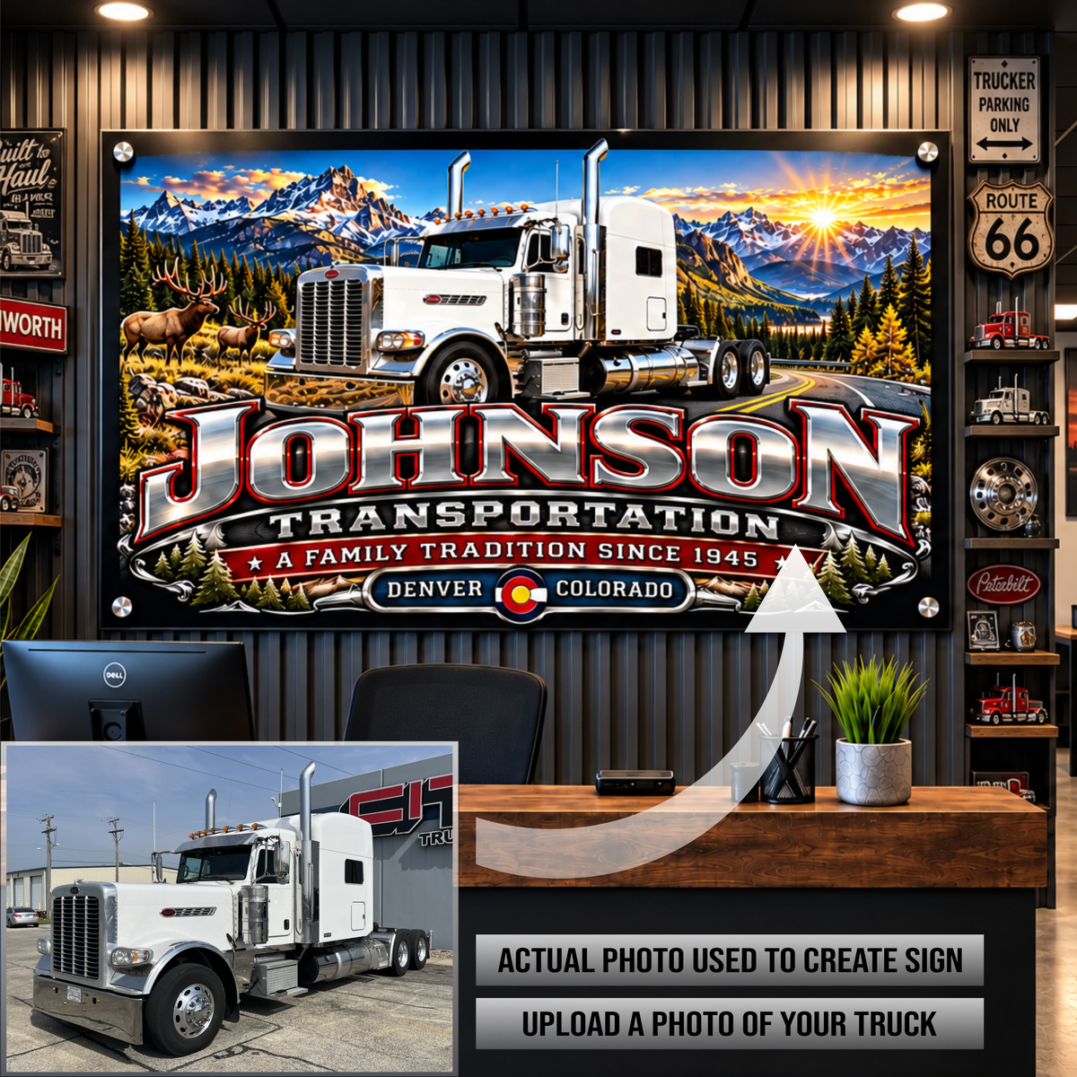 Trucking - Acrylic Sign Horizontal Rectangle   - Your Logo or Text Here - Free Shipping