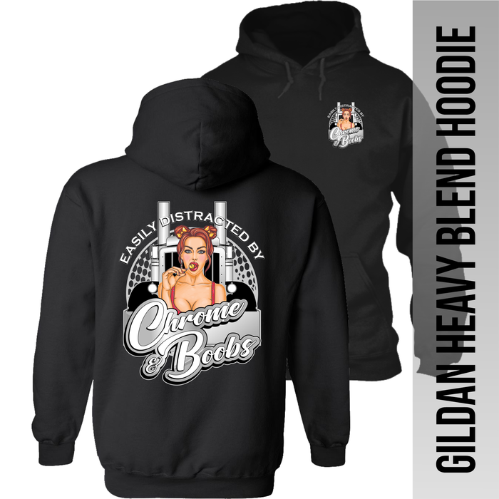 Easily Distracted by Chrome n Boobs - Peterbilt - Hoodie