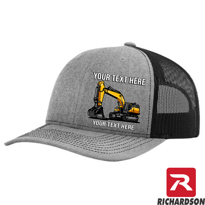 Excavator Solo  - Your Text Here - Richardson 112  Trucker Snapback Hats - Free Shipping