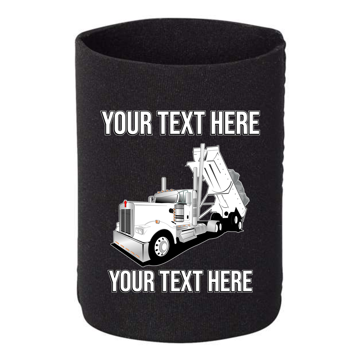 Kenworth W900 End Dump Truck - 1 DOZEN Can Cooler Koozies  - Your Text Here - Free Shipping