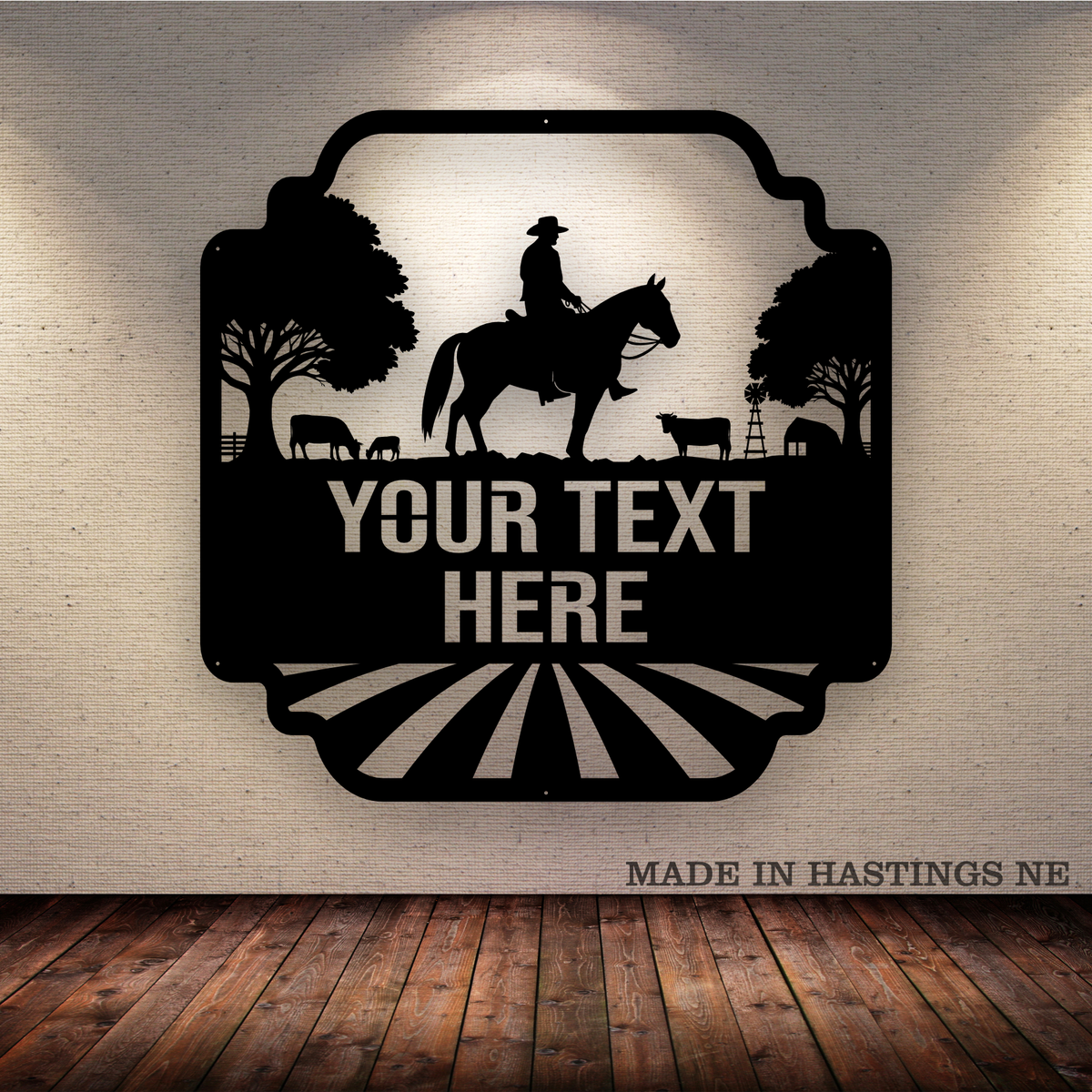 Cattle Ranch Cowboy Metal Monogram Sign - Free Shipping