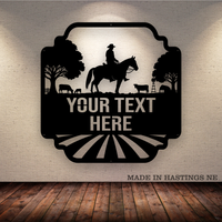 Cattle Ranch Cowboy Metal Monogram Sign - Free Shipping