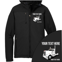 Kenworth W900 Day Cab - Your Text Here - Port Authority Hooded Core Soft Shell Jacket -Free Shipping