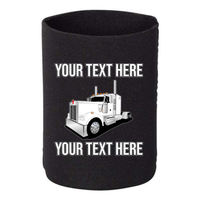 Kenworth W900  Full Truck Flat Top - 1 DOZEN Can Cooler Koozies - Your Text Here - Free Shipping