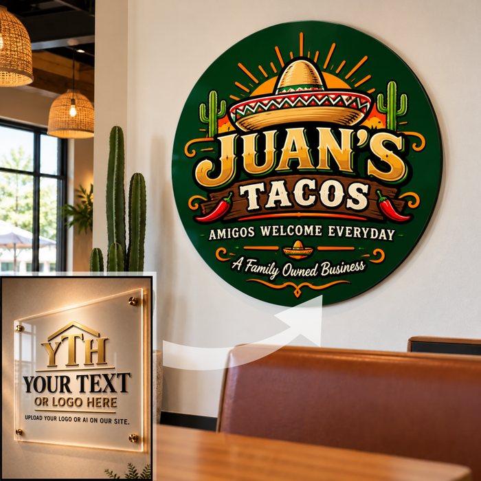 Acrylic Sign Round - Your Logo  or Text Here - Free Shipping