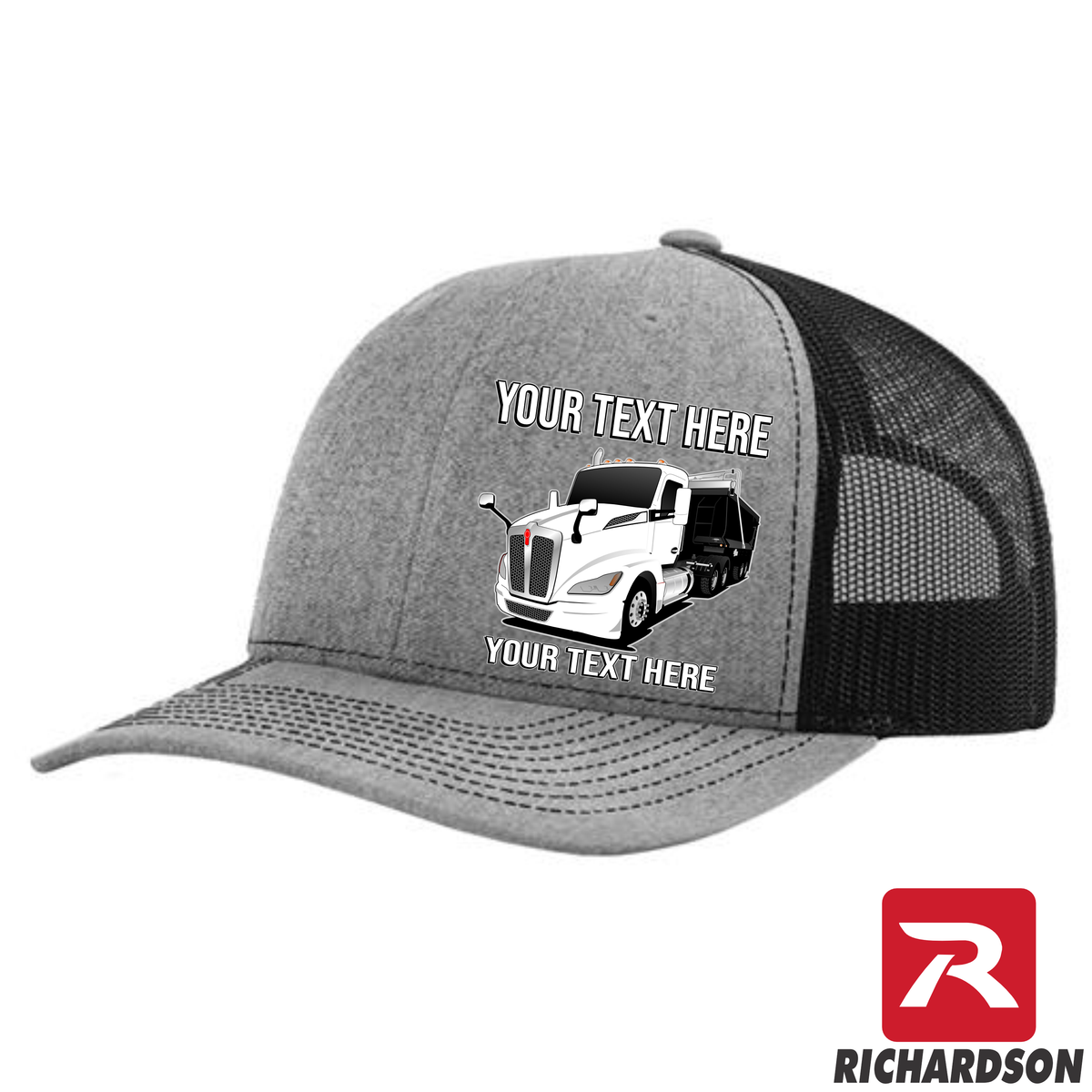 RICHARDSON 112 - Kenworth T680 Dump Truck  - Your Text Snapback Hats - Free Shipping
