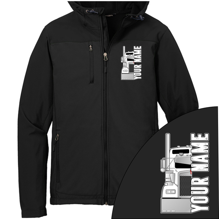 Kenworth Half Truck - Your Text Here - Port Authority Hooded Core Soft Shell Jacket - Free Shipping