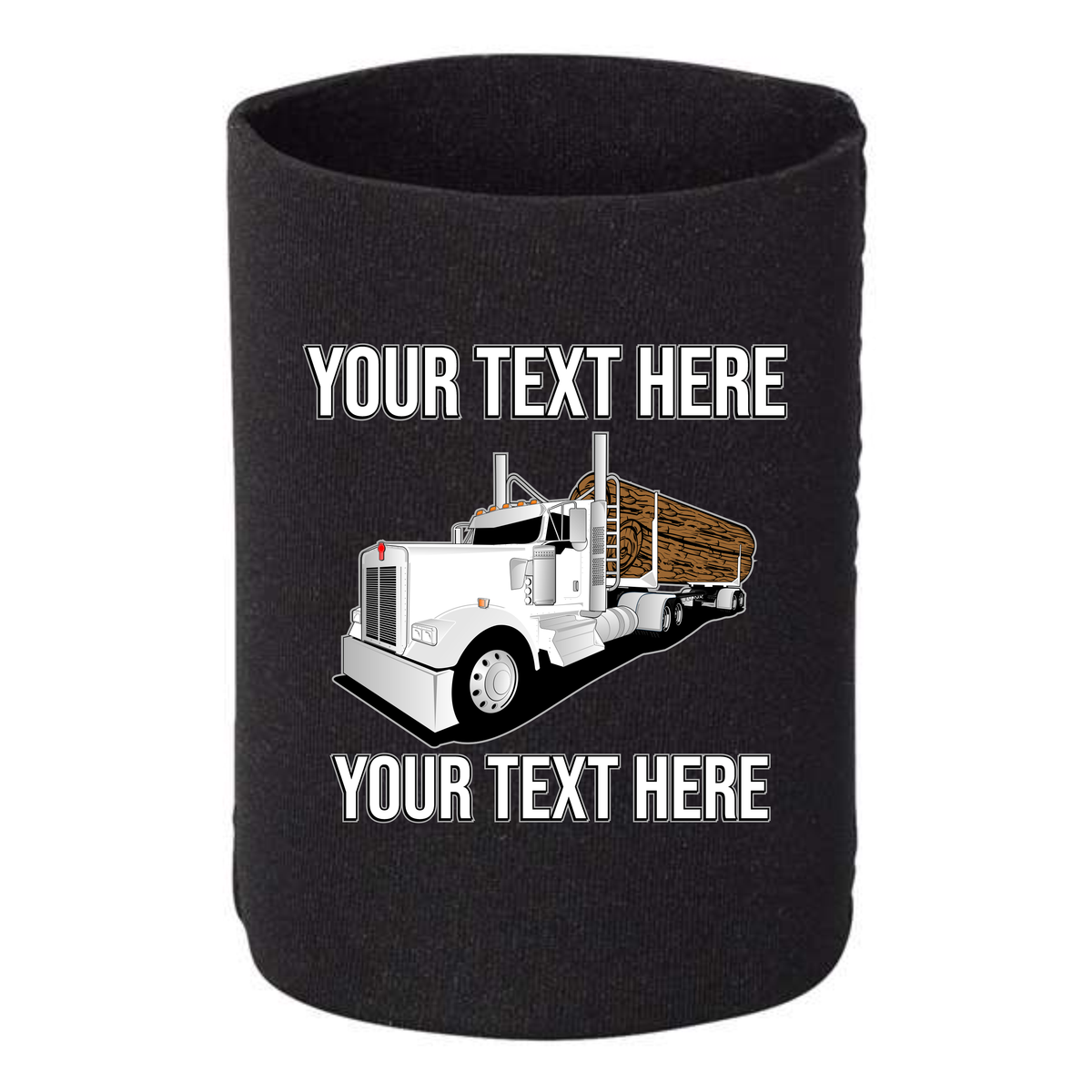 Kenworth Log Hauler - 1 DOZEN Can Cooler Koozies - Your Text Here - Free Shipping