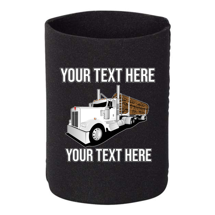Kenworth Log Hauler - 1 DOZEN Can Cooler Koozies - Your Text Here - Free Shipping