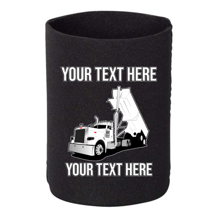 Peterbilt Day Cab End Dump Truck - 1 DOZEN Can Cooler Koozies  - Your Text Here - Free Shipping