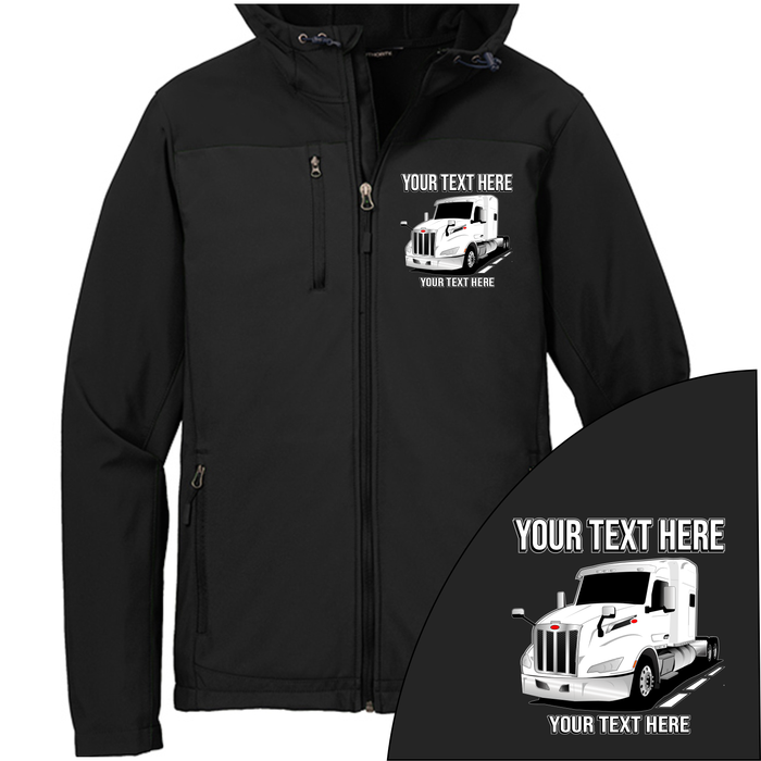 Peterbilt 579 Full Truck - Your Text Here - Port Authority Hooded Core  Soft Shell Jacket - Free Shipping