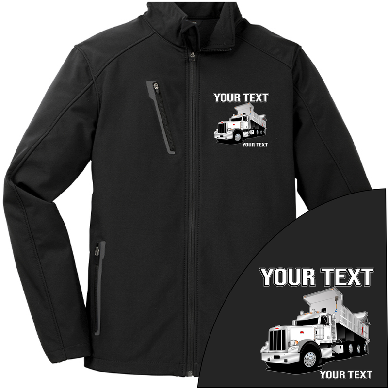 Peterbilt 389 Dump Truck - Your Text Here - Port Authority ® Welded Soft Shell Jacket NO HOOD - Free Shipping