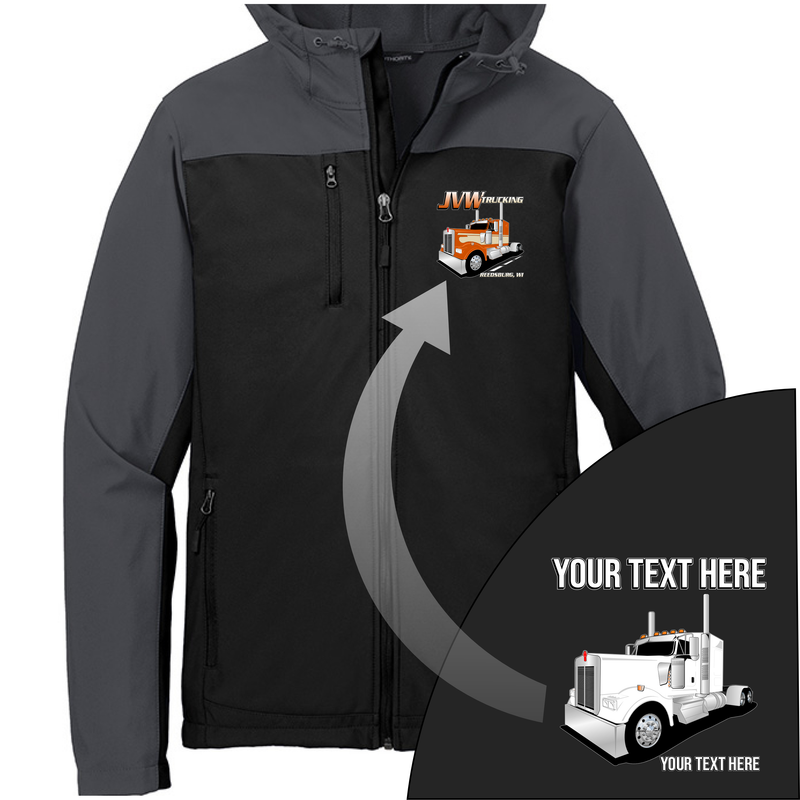 Kenworth Full Truck - Your Text Here - Port Authority Hooded Core Soft Shell Jacket -Free Shipping