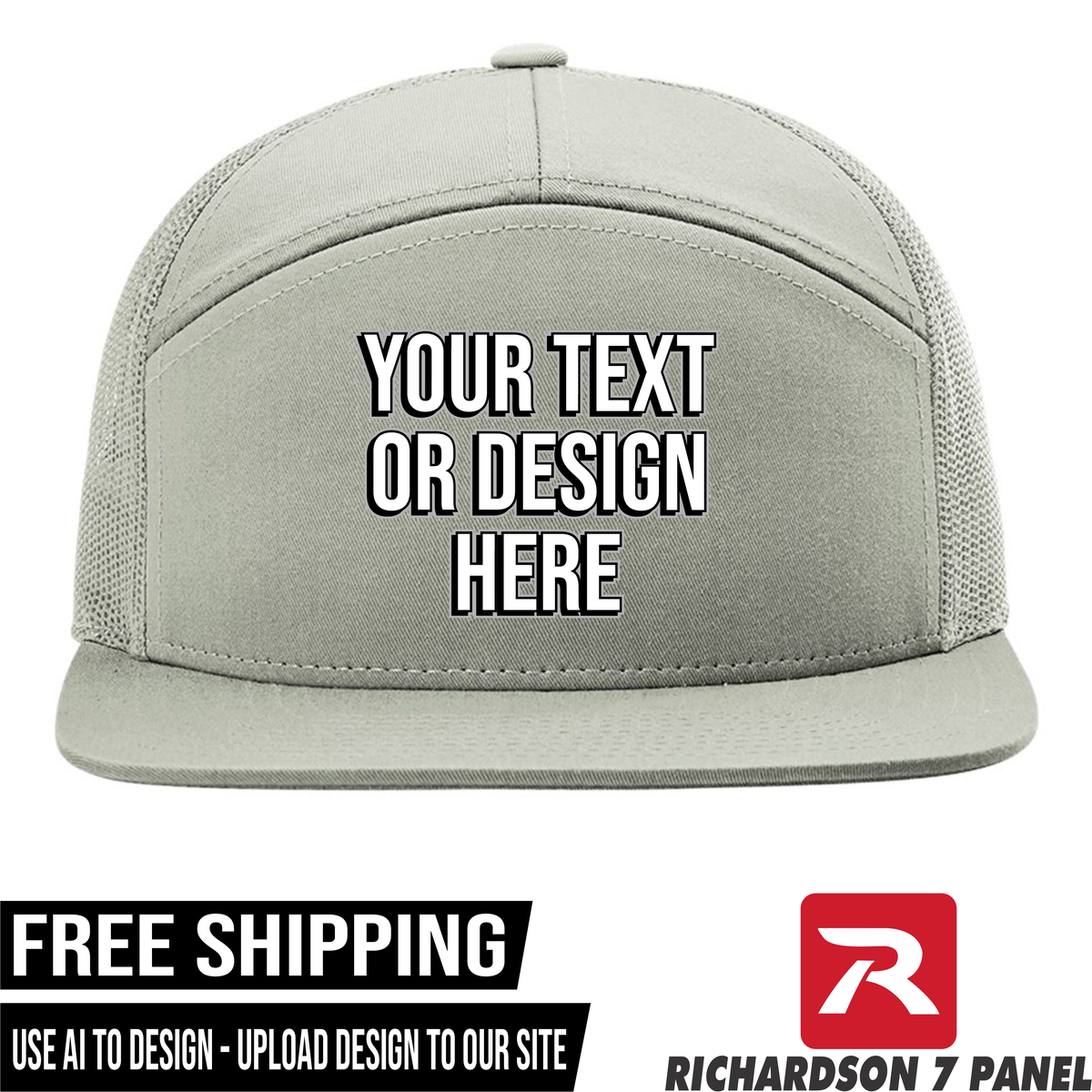 Your Text or Design Here - Richardson 168 7 Panel Hat  - Free Shipping