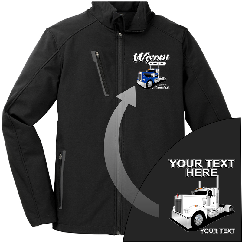 Kenworth W900 Day Cab - Your Text Here - Port Authority ® Welded Soft Shell Jacket NO HOOD - Free Shipping