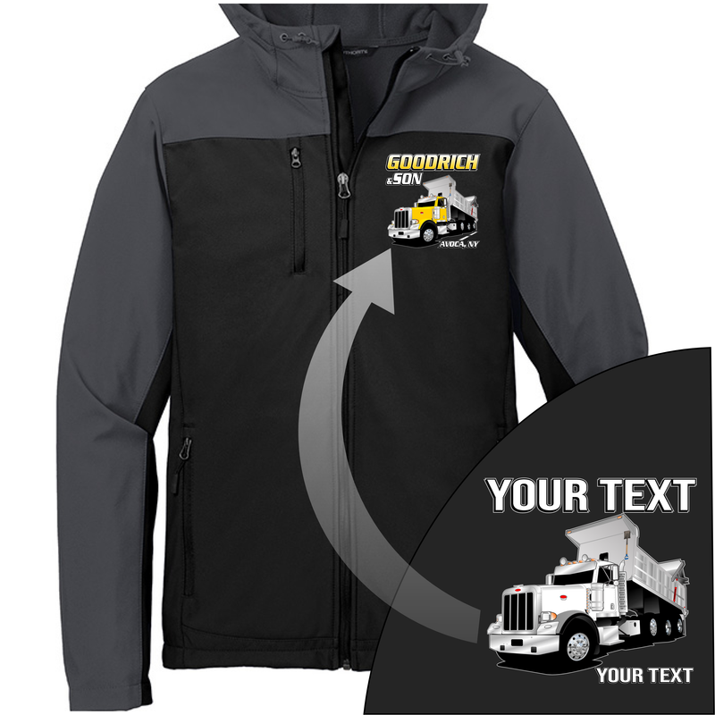 Peterbilt 389 Dump Truck - Your Text Here - Port Authority Hooded Core Soft Shell Jacket - Free Shipping