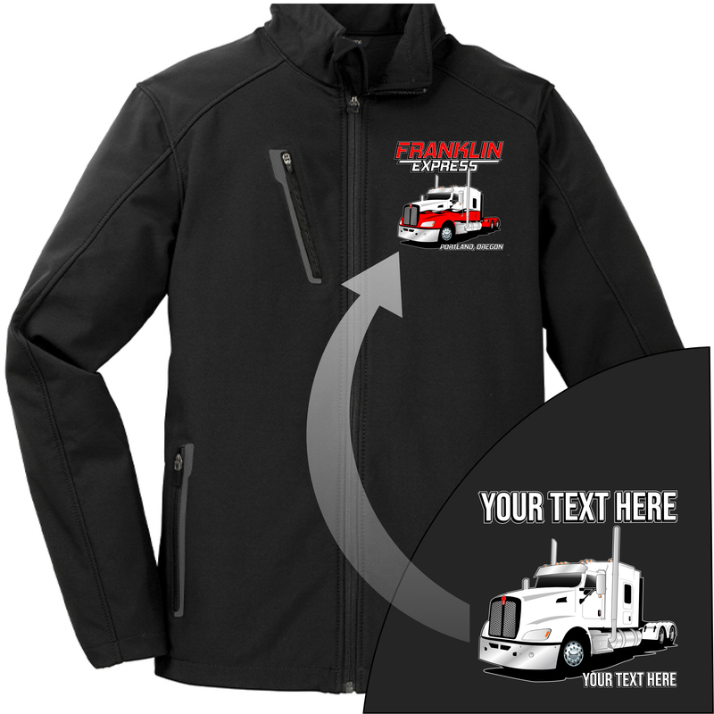 Kenworth T600 Full Truck - Your Text Here - Port Authority ® Welded Soft Shell Jacket NO HOOD - Free Shipping