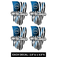 1776 We the People - Tattered Flag - 4 PACK -  -PermaSticker - Free Shipping