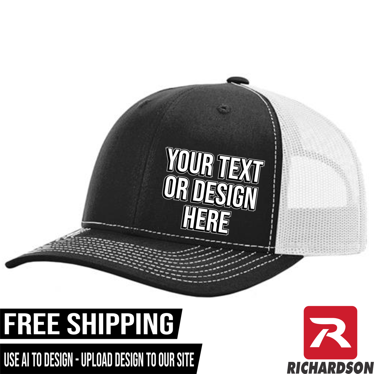 Your Text or Design Here - Richardson 112 6 Panel Hat - Free Shipping