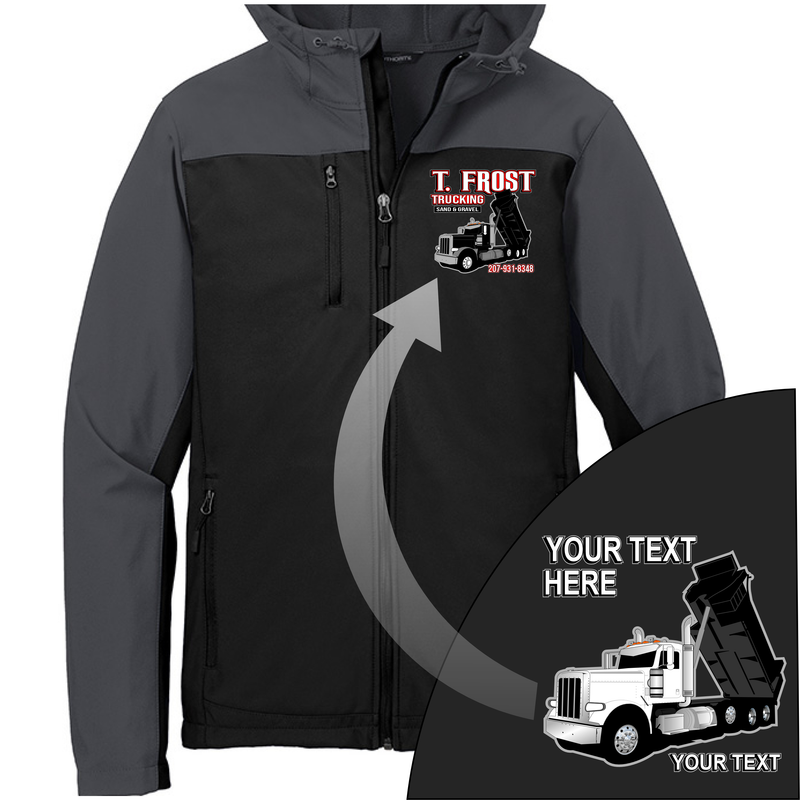 Peterbilt Dump Truck - Your Text Here - Port Authority Hooded Core Soft Shell Jacket -Free Shipping