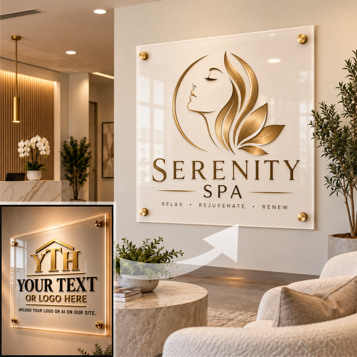 Acrylic Sign Square - Your Logo or Text Here - Free Shipping