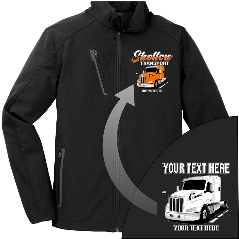 Peterbilt 579 Full Truck - Your Text Here - Port Authority ® Welded Soft Shell Jacket NO HOOD - Free Shipping
