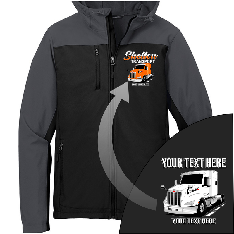 Peterbilt 579 Full Truck - Your Text Here - Port Authority Hooded Core  Soft Shell Jacket - Free Shipping