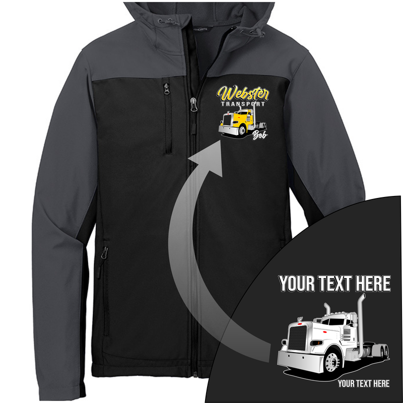 Peterbilt Day Cab - Your Text Here - Port Authority Hooded Core Soft Shell Jacket -Free Shipping