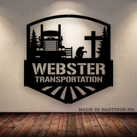 Kenworth W900 Trucker Kneeling at Cross Metal Monogram Sign - Free Shipping