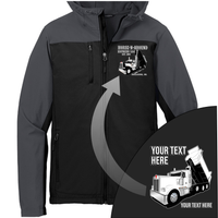 Kenworth W900 Dump Truck - Your Text Here - Port Authority Hooded Core  Soft Shell Jacket  -Free Shipping