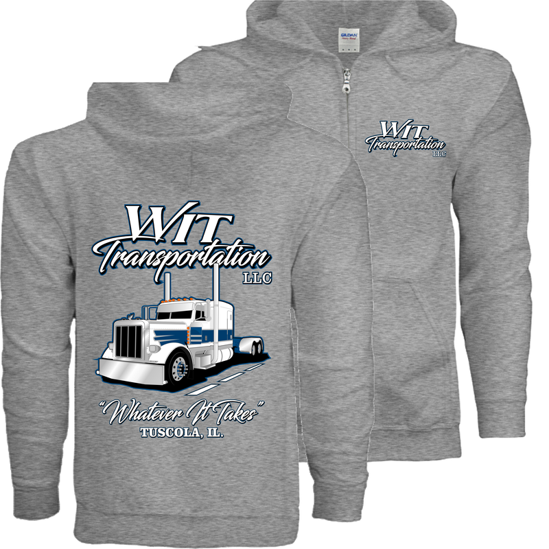 Peterbilt Full Truck - Your Text Here - Gildan Heavy Blend Full-Zip Hoodie