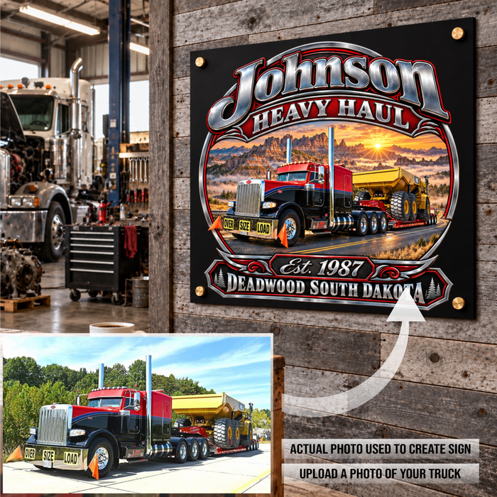 Trucking - Acrylic Sign Square  - Your Logo or Text Here - Free Shipping