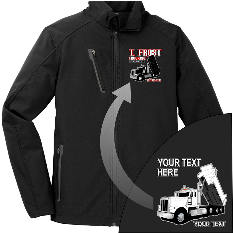 Peterbilt Dump Truck - Your Text Here - Port Authority ® Welded  Soft Shell Jacket NO HOOD - Free Shipping
