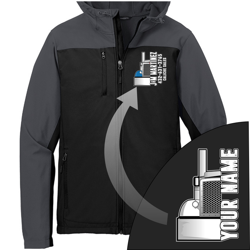 Peterbilt half Truck - Your Text Here - Port Authority Hooded Core Soft Shell Jacket - Free Shipping
