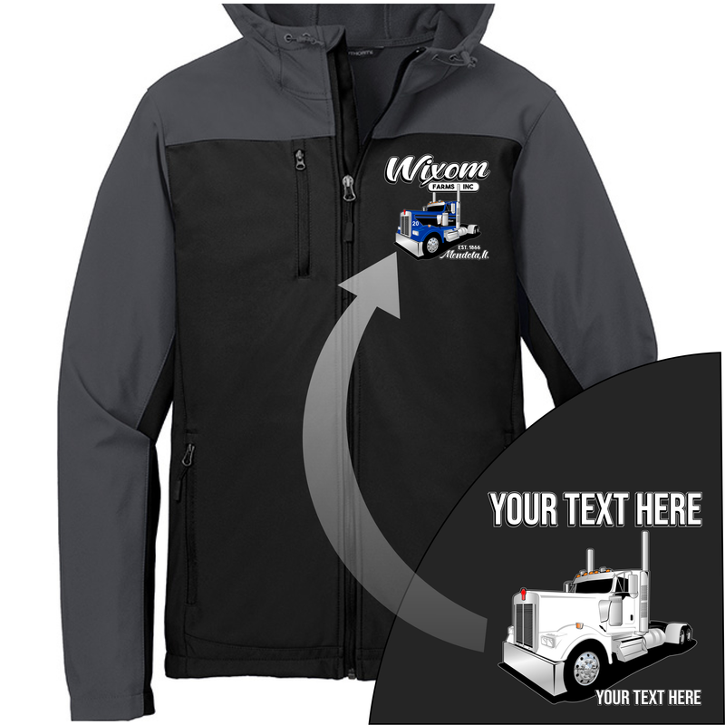 Kenworth W900 Day Cab - Your Text Here - Port Authority Hooded Core Soft Shell Jacket -Free Shipping