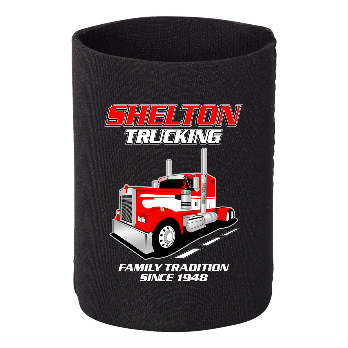 Kenworth W900  Full Truck Flat Top - 1 DOZEN Can Cooler Koozies - Your Text Here - Free Shipping
