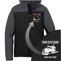 Kenworth T600 Full Truck - Your Text Here - Port Authority Hooded Core Soft Shell Jacket  - Free Shipping