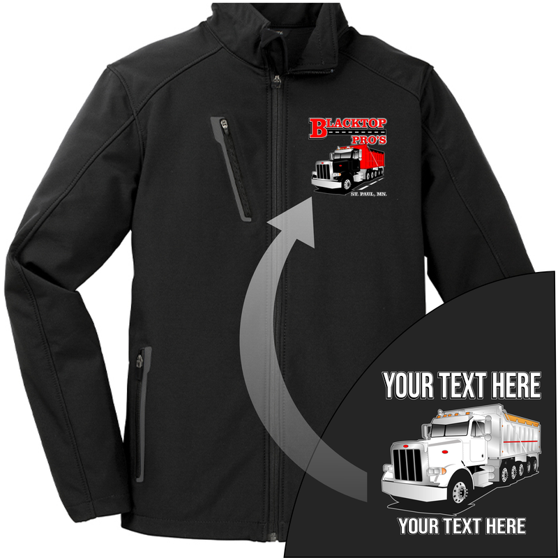 Peterbilt 357 Dump Truck - Your Text Here - Port Authority ® Welded  Soft Shell Jacket NO HOOD - Free Shipping