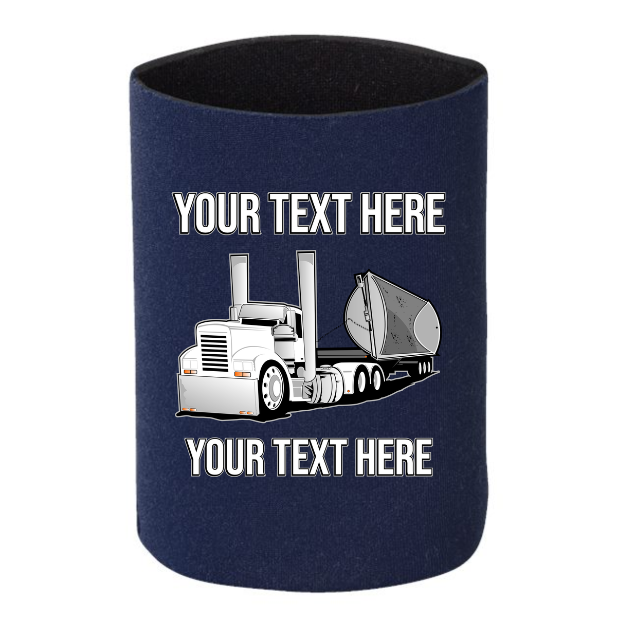 Side Dump Truck - 1 DOZEN Can Cooler Koozies - Your Text Here - Free Shipping