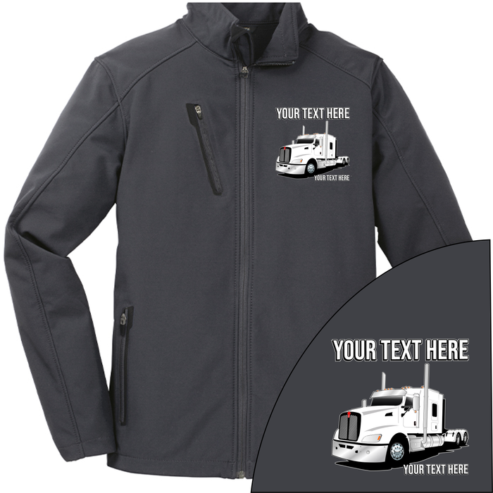 Kenworth T600 Full Truck - Your Text Here - Port Authority ® Welded Soft Shell Jacket NO HOOD - Free Shipping