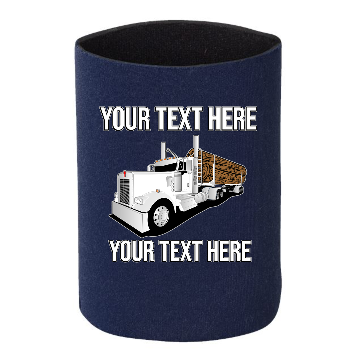 Kenworth Log Hauler - 1 DOZEN Can Cooler Koozies - Your Text Here - Free Shipping