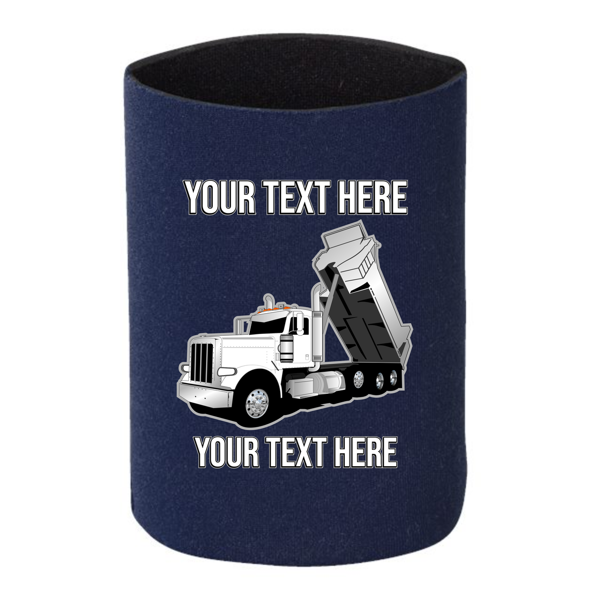 Peterbilt Dump Truck - 1 DOZEN Can Cooler Koozies - Your Text Here - Free Shipping