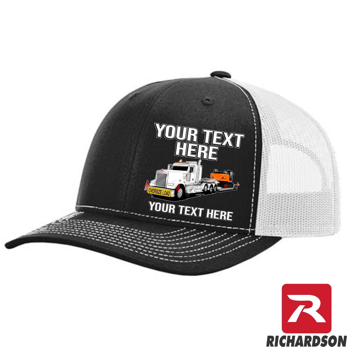 RICHARDSON 112 - Kenworth W900 Lowboy with Excavator   - Your Text Snapback Hats - Free Shipping
