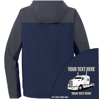 Kenworth T600 Full Truck - Your Text Here - Port Authority Hooded Core Soft Shell Jacket  - Free Shipping